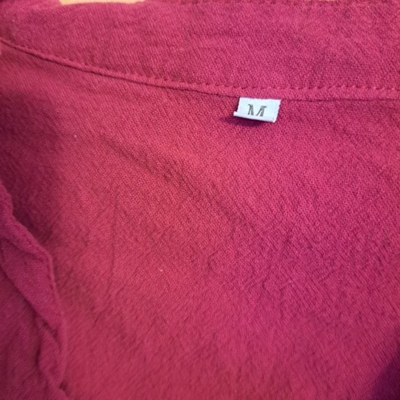 Women's Tunic Top Shirt Dress Beach Cover Up M Cranberry Maroon Gauze - Picture 3 of 4